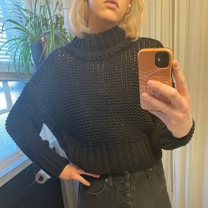 Black thick knit Free People sweater